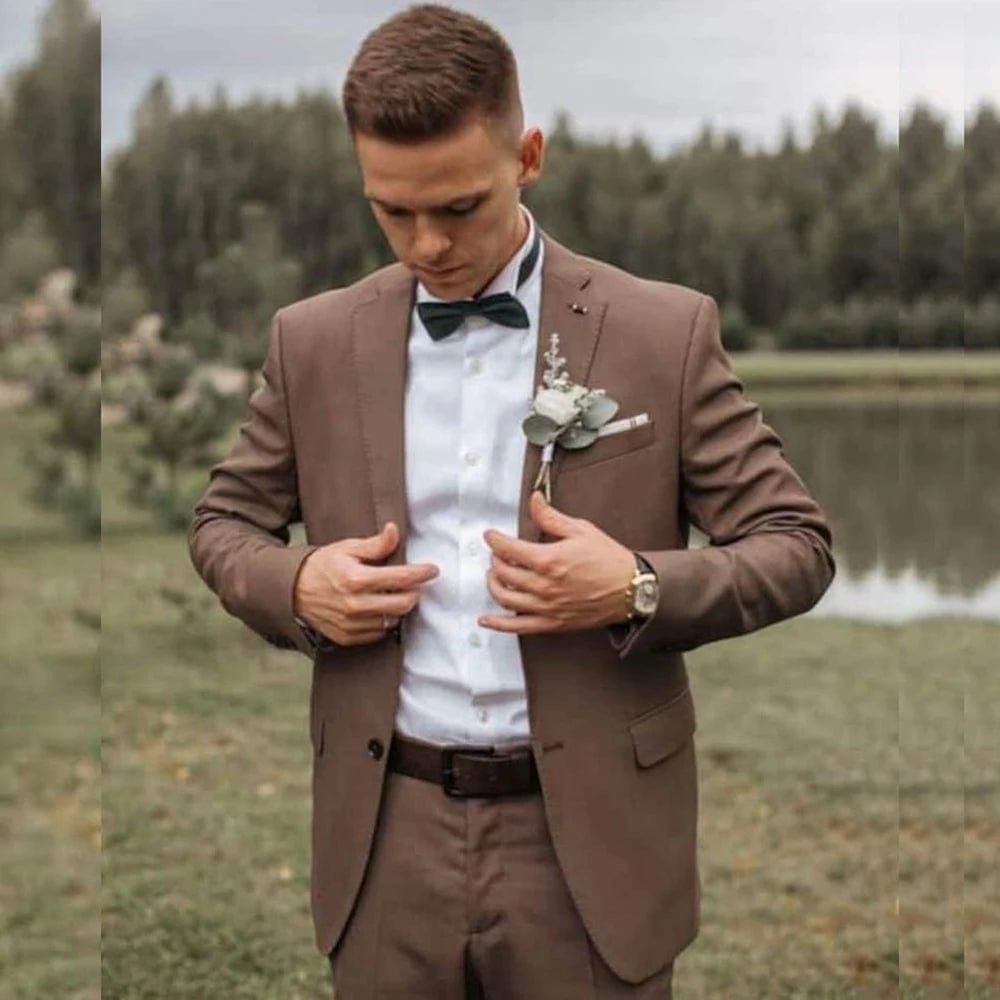 SHOWLU FASHION STORE Picture color / XXL Luxury Wedding Brown Men Suits Skinny Classic Groom 2 Piece Jacket Pants Outfits High Quality Custom Costume Homme Blazer 2024