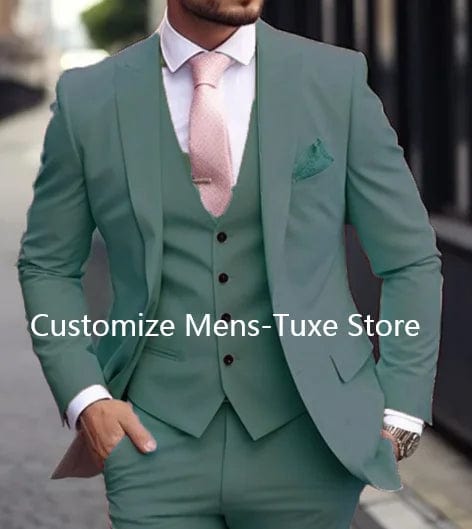 SHOWLU FASHION STORE Picture color5 / S Pink Luxury Men's Suits Terno Formal Outfits 3 Piece Jacket Pants With Vest Slim Fit Luxury Costume Homme Formal Occasion Terno