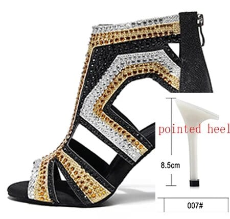  Showlu Fashion Store picture heel 8.5cm / 4 Loogtshon  Black Soft Bottom Bachata Women Ballroom Latin Dance ShoesSalsa Dance Sandals Woman thin Heel 8.3cm/10cm/11cm