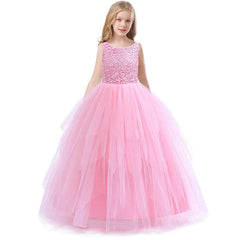  Showlu Fashion Store Pink 1 / 4 Summer Girl Party Dress  White Bridesmaid Princess Dress Kids Dresses For Girls Clothes Children Wedding Dress 10 12 Years