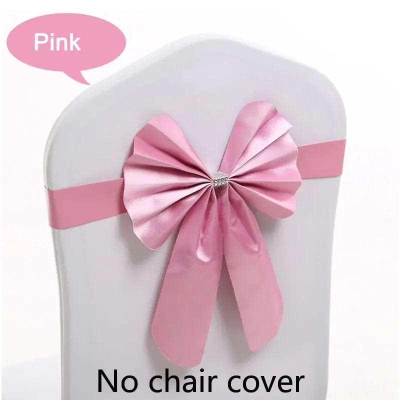 Showlu Fashion Store Pink / 10 pcs 10pcs/lot Burgundy PPC Chair Sashes Weddin Decoration With Elastic Chair Ribbon Bows Spandex Royal Blue For Party Hotel