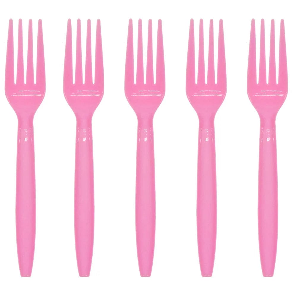 Showlu Fashion Store pink  10pc forks Barbie Pink Girl Princess Cake Topper Table Decorations Rose Diamond Birthday Party Supplies Paper Cups Plates Balloon Baby