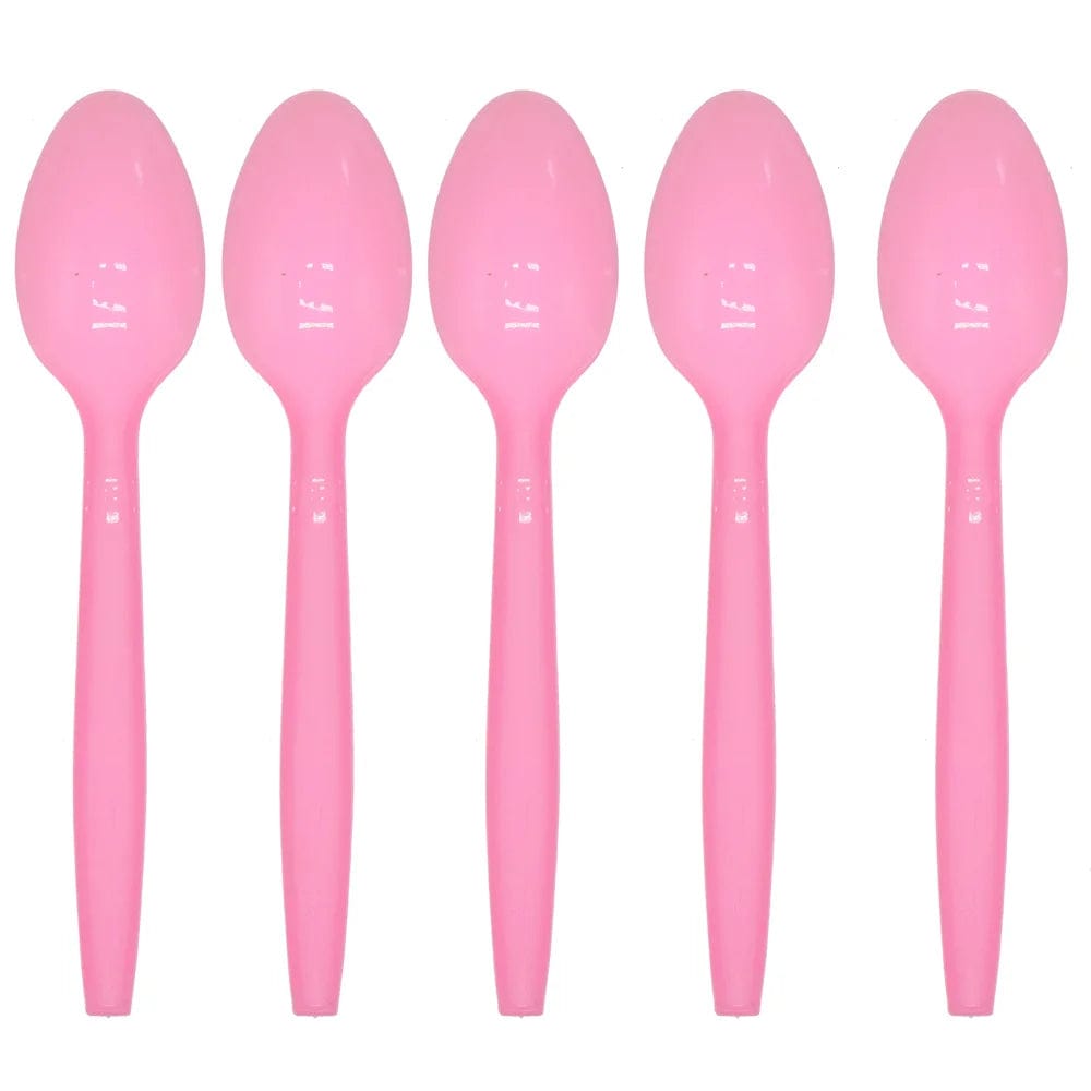 Showlu Fashion Store pink 10pc spoons Barbie Pink Girl Princess Cake Topper Table Decorations Rose Diamond Birthday Party Supplies Paper Cups Plates Balloon Baby