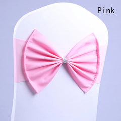 Showlu Fashion Store Pink / 10PCS 50/30/10pc/Lot Bow Chair Sashes Band For Wedding Party Birthday Banquet Spandex Stretch Blend Chair Bow Tie Band Belt Ties Cover