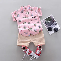  Showlu Fashion Store Pink / 2T New Summer Baby Clothes Suit Children Boys Cartoon Shirt Shorts 2Pcs/Sets Toddler Clothing Infant Casual Costume Kids Tracksuits