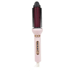 Showlu Fashion Store Pink / AU Automatic Rotating Electric Hair Brushes 2 in 1 Straightening and Curling Ionic Hot Comb Ceramics Fast Heating Anti -scalding