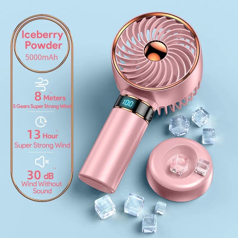 Showlu Fashion Store Pink / CHINA 5000mAh Recharge Portable Fan Handheld Mini Fan USB Hand Hold Small Pocket Fan with Data Disply Table Stand Home Air Conditioner