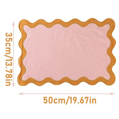 Showlu Fashion Store Pink Clay -Turmeri 1pcs Pink Clay & Turmeric 100% cotton Scalloped Placemats Wedding Decorations Cotton placemats 50*35CM Countryside Style