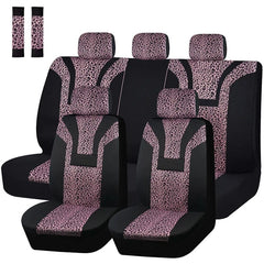  Showlu Fashion Store Pink full set Leopard Print Short Plush Universal Car Seat Cover Winter Seat Covers Fit For Most Car SUV Truck Vans Car Accessories Interior