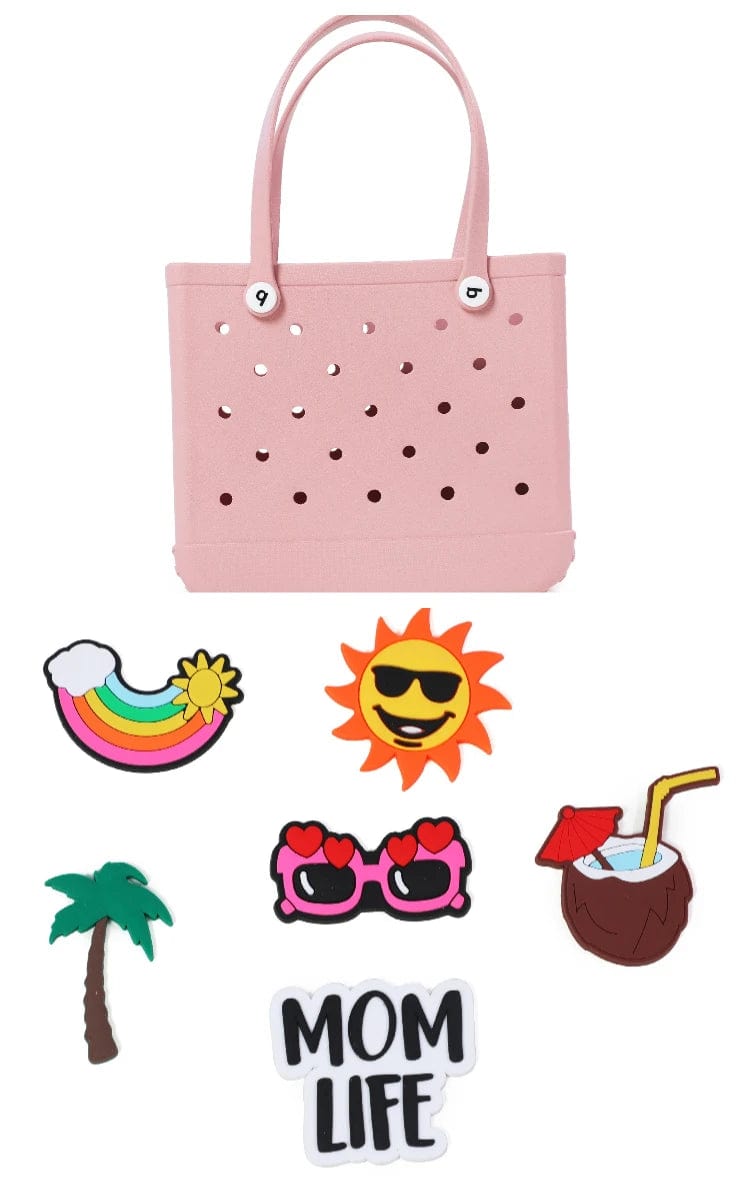  Showlu Fashion Store pink -kou / L Large Boggs Beach Bag Summer EVA Beach Basket Women Picnic Tote Bag Holes Waterproof Handbag Pouch Shopping Shoulder Bag