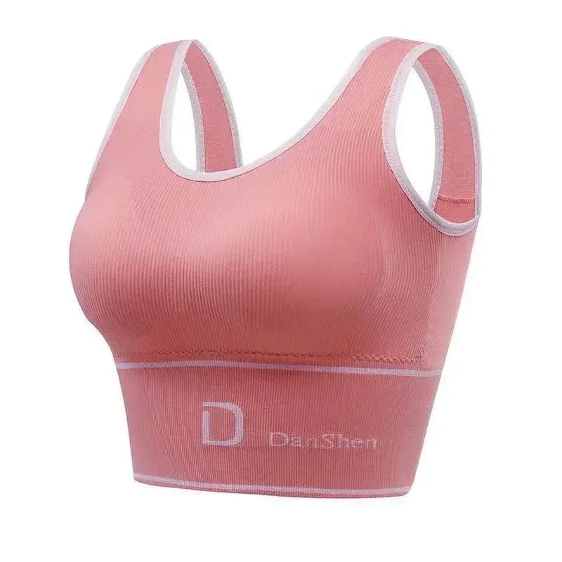  Showlu Fashion Store Pink / Large size-67.5-90KG U-Shaped Women's Seamless Yoga Bra D Letter Push Up Sports Top Shockproof Crop Top Anti-sweat Fitness Underwear All-Match Vest