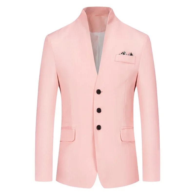 SHOWLU FASHION STORE Pink / M 2023 Four Seasons New Men's Fashion Standing Collar Casual Suit Large Loose Solid Color Suit