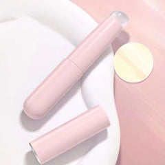  Showlu Fashion Store Pink Q Soft Silicone Lip Brush With Dust Proof Cover Round Head Lipstick Applicator Lip Cosmetic Tool Multi-use Eyeshadow Brush