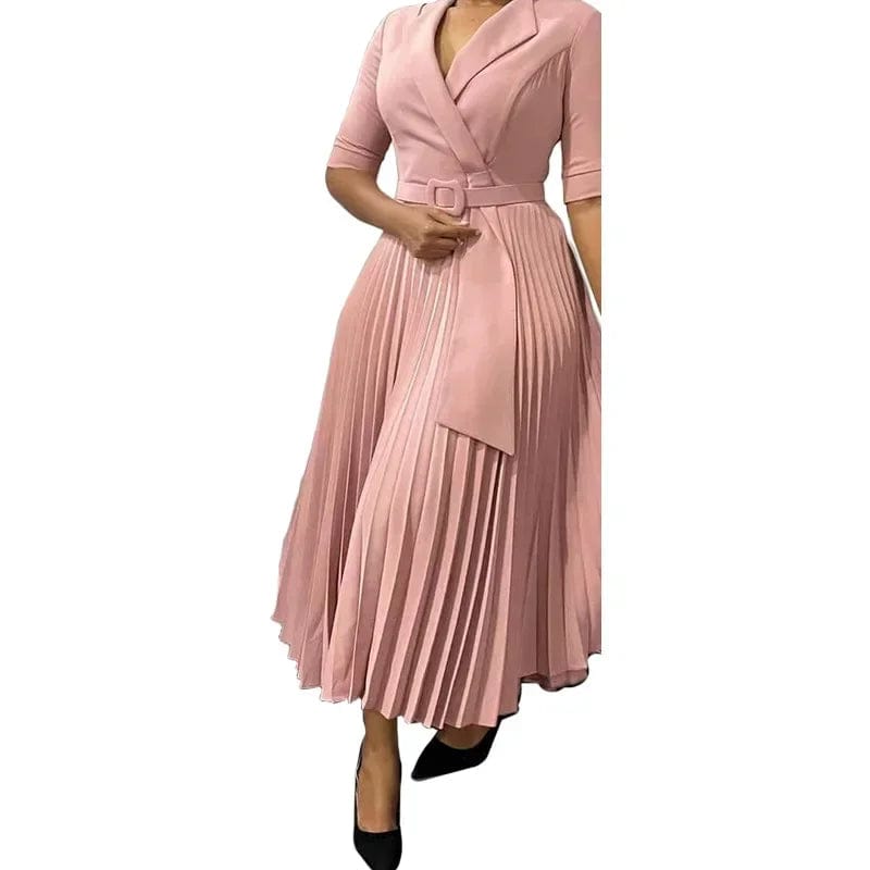 SHOWLU FASHION STORE Pink / S African Dresses For Women Summer Autumn Africa Clothing 3/4 Sleeve Lace Sexy V-Neck Perspective Slim Dress Office Lady Party