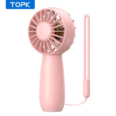  Showlu Fashion Store Pink TOPK Mini USB Handheld Fan Desk Fan 3 Speeds Small Portable Rechargeable for Home, Office, Travel, and Outdoor Activities