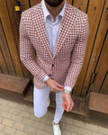 Men's slim fit Houndstooth wool blazer jacket with peak lapel collar, casual yet stylish, perfect for spring and winter.