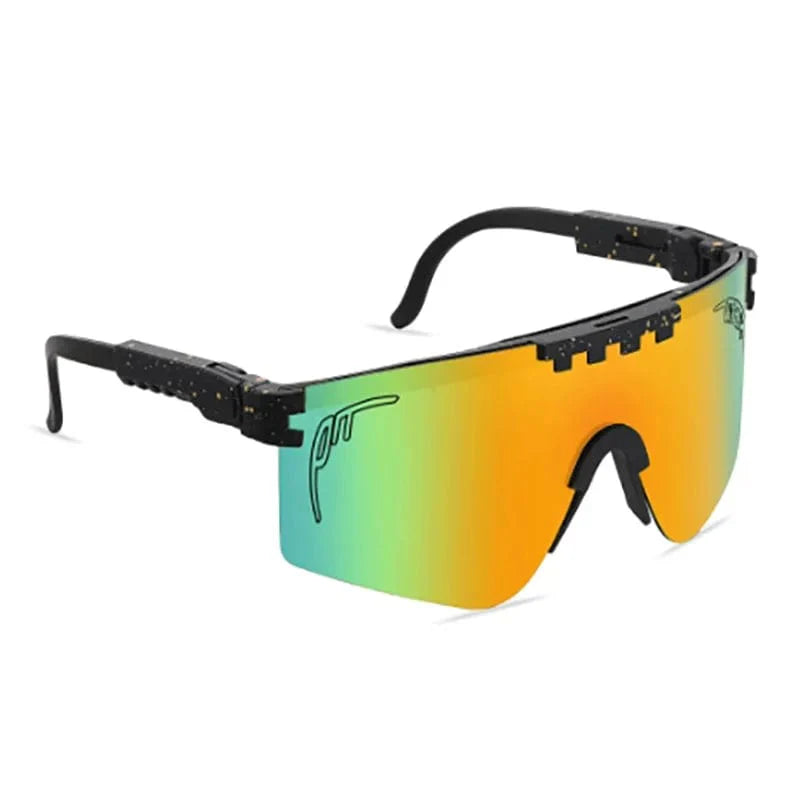 Pit Viper UV400 sport sunglasses with rectangular polycarbonate lenses, designed for outdoor MTB and athletic activities.