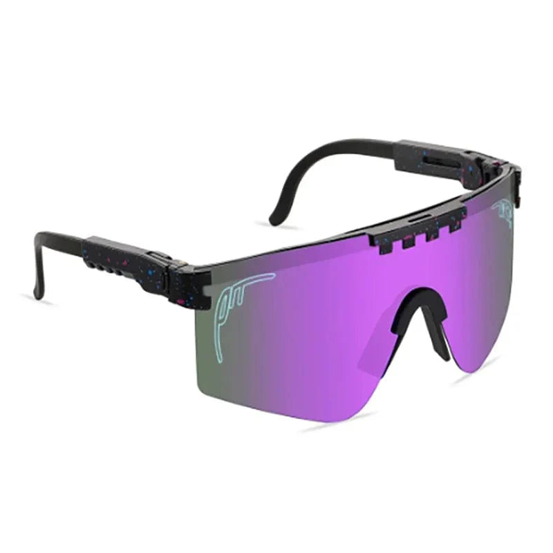 Pit Viper UV400 sport sunglasses with rectangular polycarbonate lenses for men and women, ideal for outdoor MTB activities.