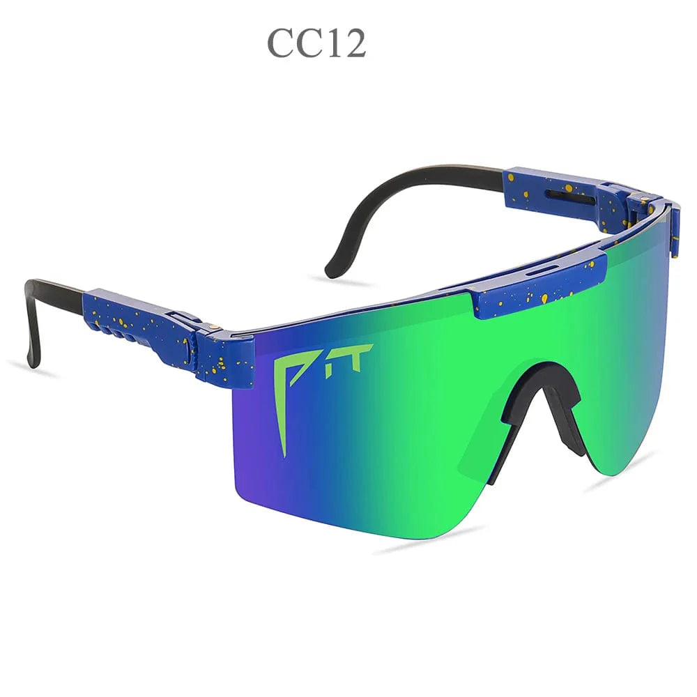 Pit Viper UV400 sport sunglasses with rectangular polycarbonate frames, outdoor MTB eyewear for men and women.