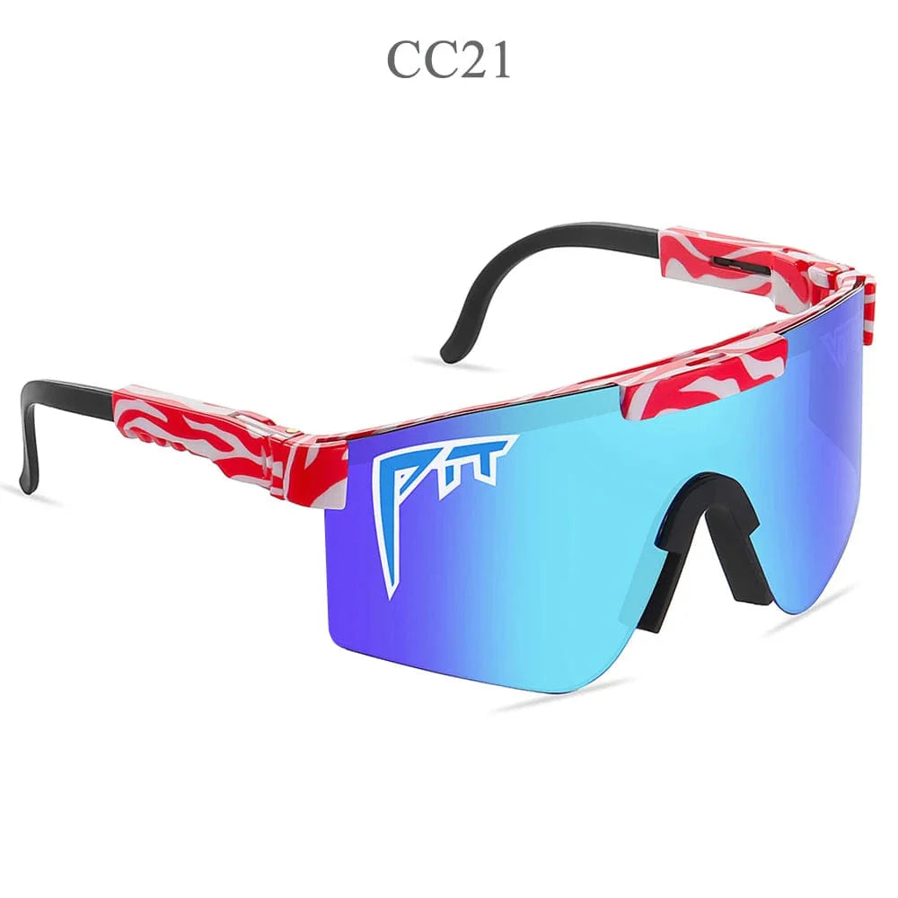Pit Viper UV400 sport sunglasses with rectangular polycarbonate lenses, designed for outdoor MTB and sports activities.