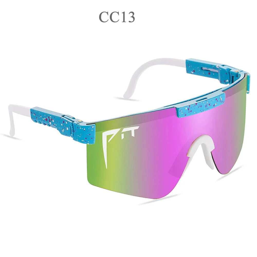 Pit Viper UV400 sport sunglasses with rectangular polycarbonate lenses, ideal for outdoor MTB riding for men and women.