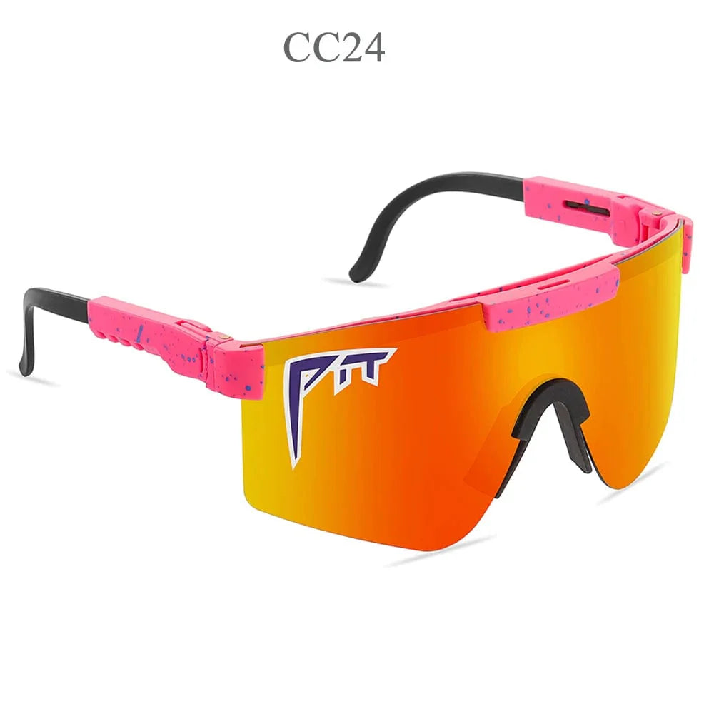 Pit Viper UV400 sport sunglasses with rectangular polycarbonate lenses, designed for outdoor MTB and active sports.