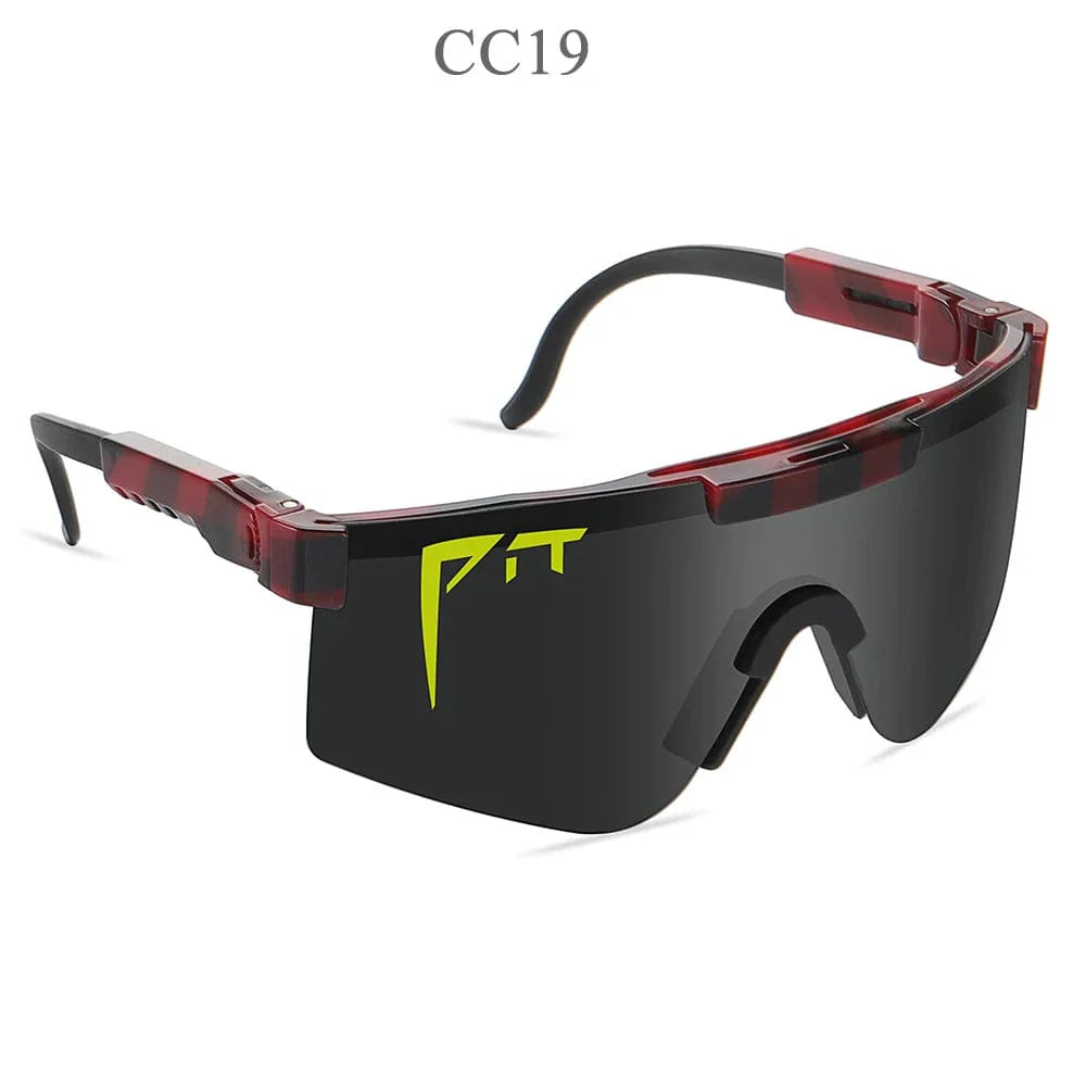 Pit Viper UV400 sport sunglasses with rectangular polycarbonate lenses, ideal for outdoor MTB riding and active sports.