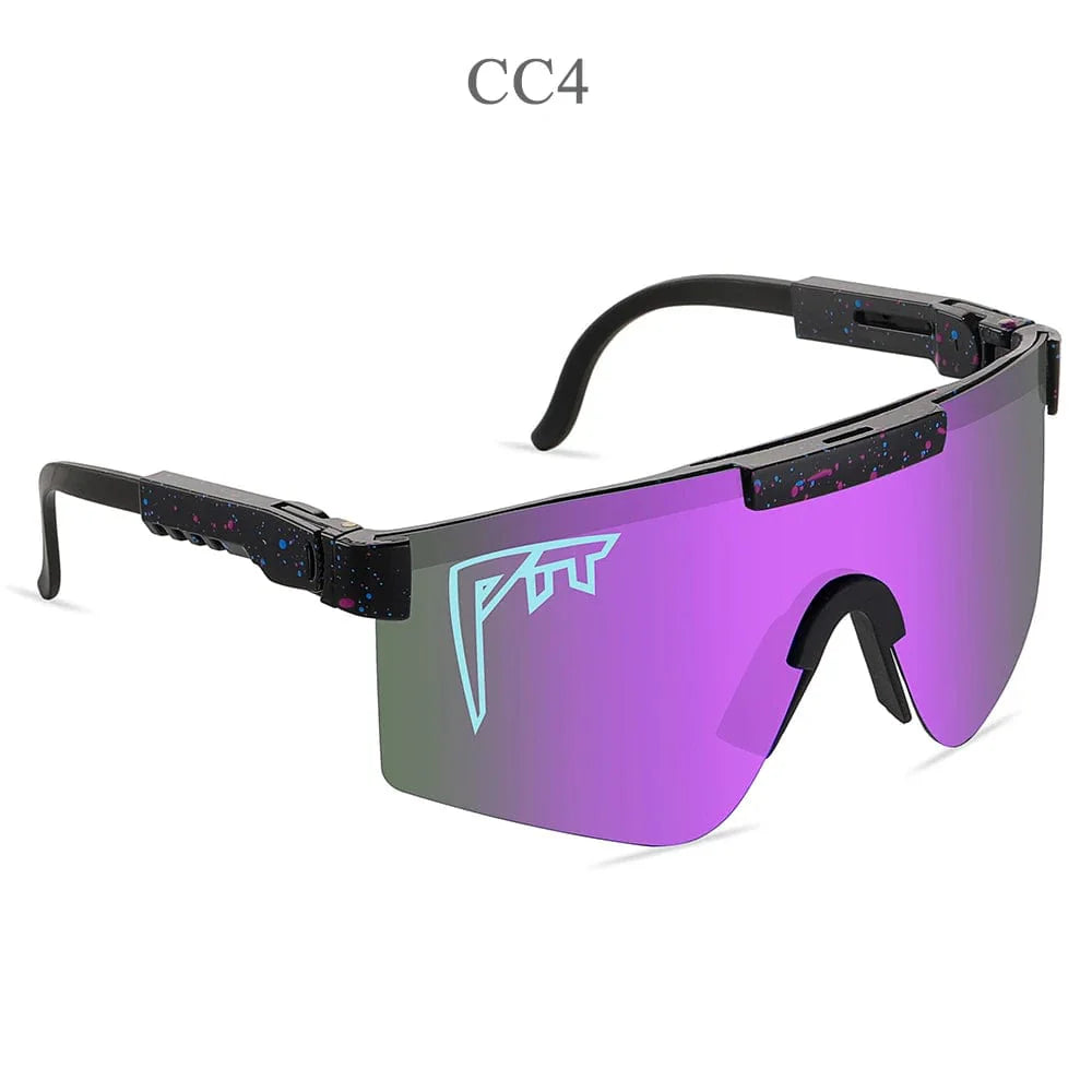 Pit Viper UV400 sport sunglasses with rectangular polycarbonate lenses, designed for outdoor MTB and active wear for men and women.