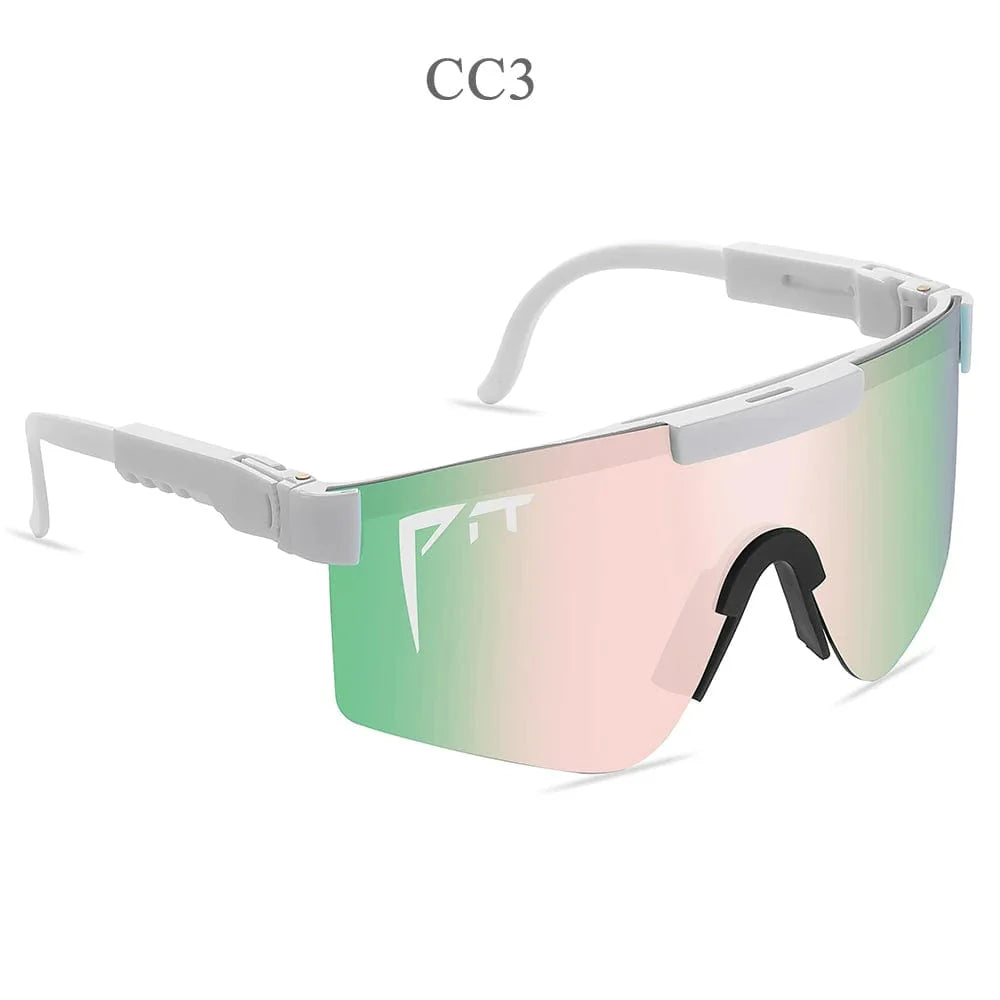 Pit Viper UV400 sport sunglasses with rectangular polycarbonate lenses, designed for outdoor MTB and active outdoor wear.