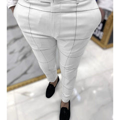  Showlu Fashion Store Plain Business Casual Pants Suit Pants Plaid Business Casual Ankle Banded Pants Suit Pants