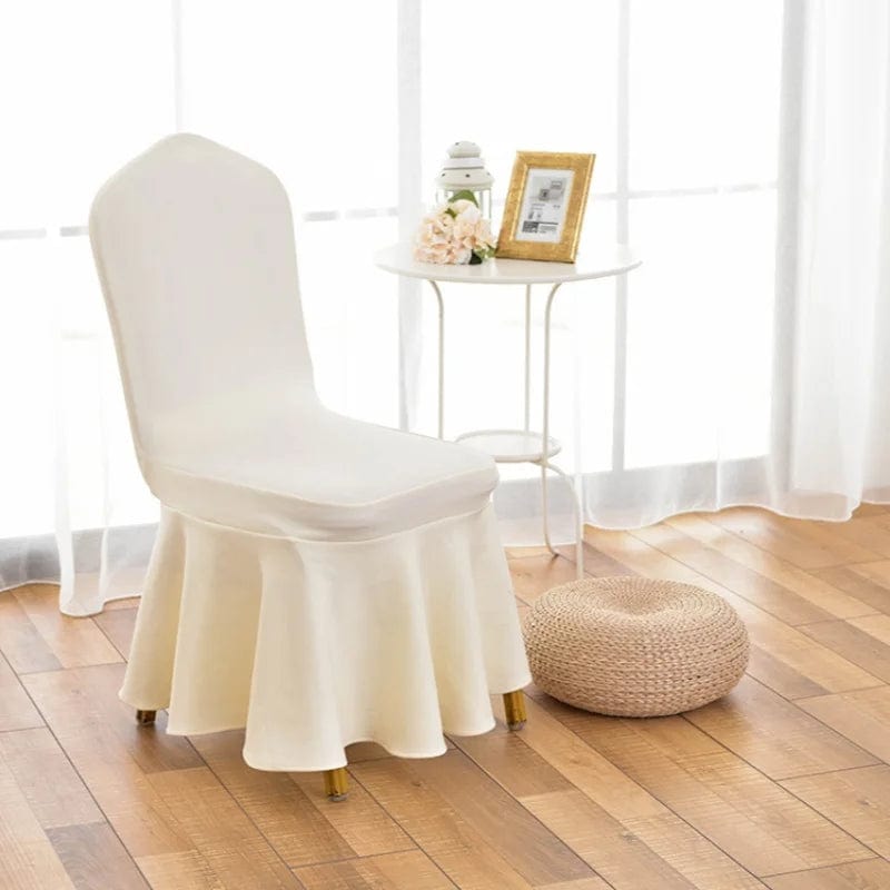  Showlu Fashion Store Pleated Skirt Stretch Spandex Dining Chair Cover Removable Weddings Banquet Chair Protectors Party Hotel Washable Seat Covers