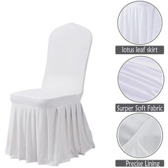  Showlu Fashion Store Pleated Skirt Stretch Spandex Dining Chair Cover Removable Weddings Banquet Chair Protectors Party Hotel Washable Seat Covers