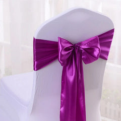  Showlu Fashion Store PLUM / 15x270 cm Satin Chair Sash Wedding Decoration Bow Tie Band Birthday Party Hotel Show Nice Design Shiny Colour