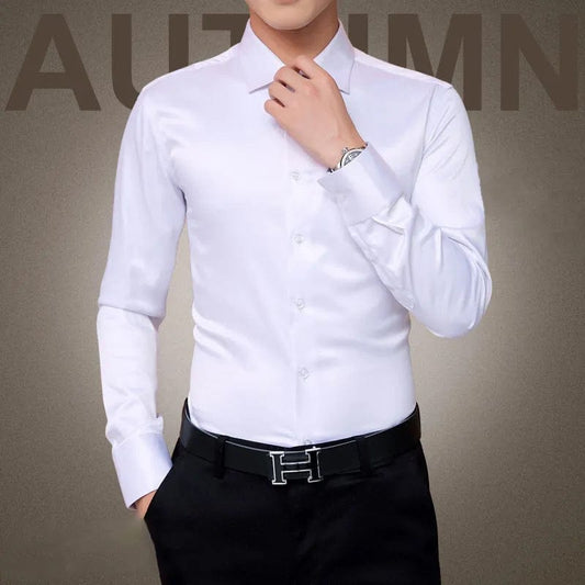  Showlu Fashion Store Plus Size 5XL 2024 New Men's Luxury Shirts Wedding Dress Long Sleeve Shirt Silk Tuxedo Shirt Men Mercerized Cotton Shirt