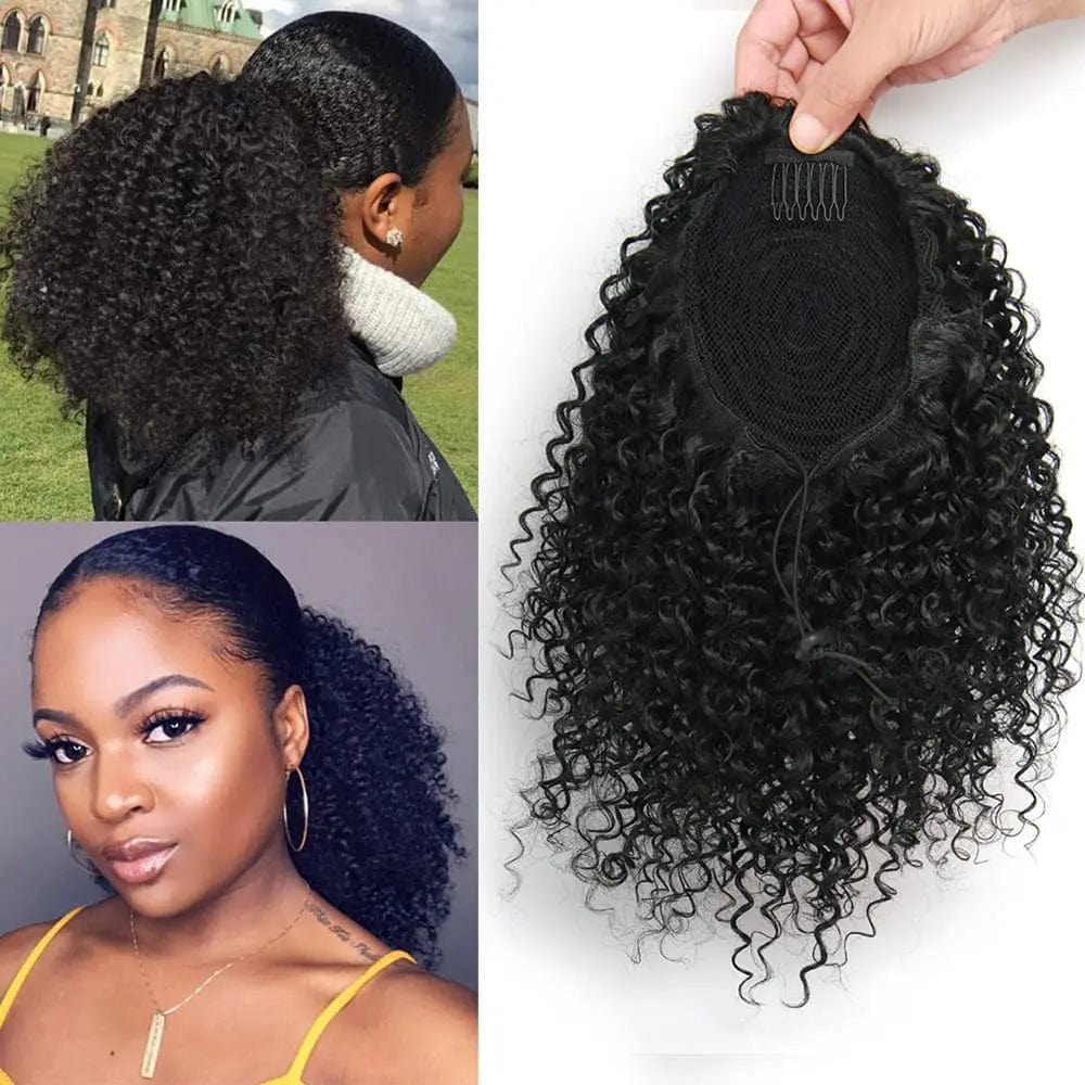 SHOWLU FASHION STORE Ponytail-1 / 20inches Synthetic Short Afro Kinky Curly Ponytail Hair Piece for African American Ponytail Extension Afro Kinky Curly Ponytail for Women