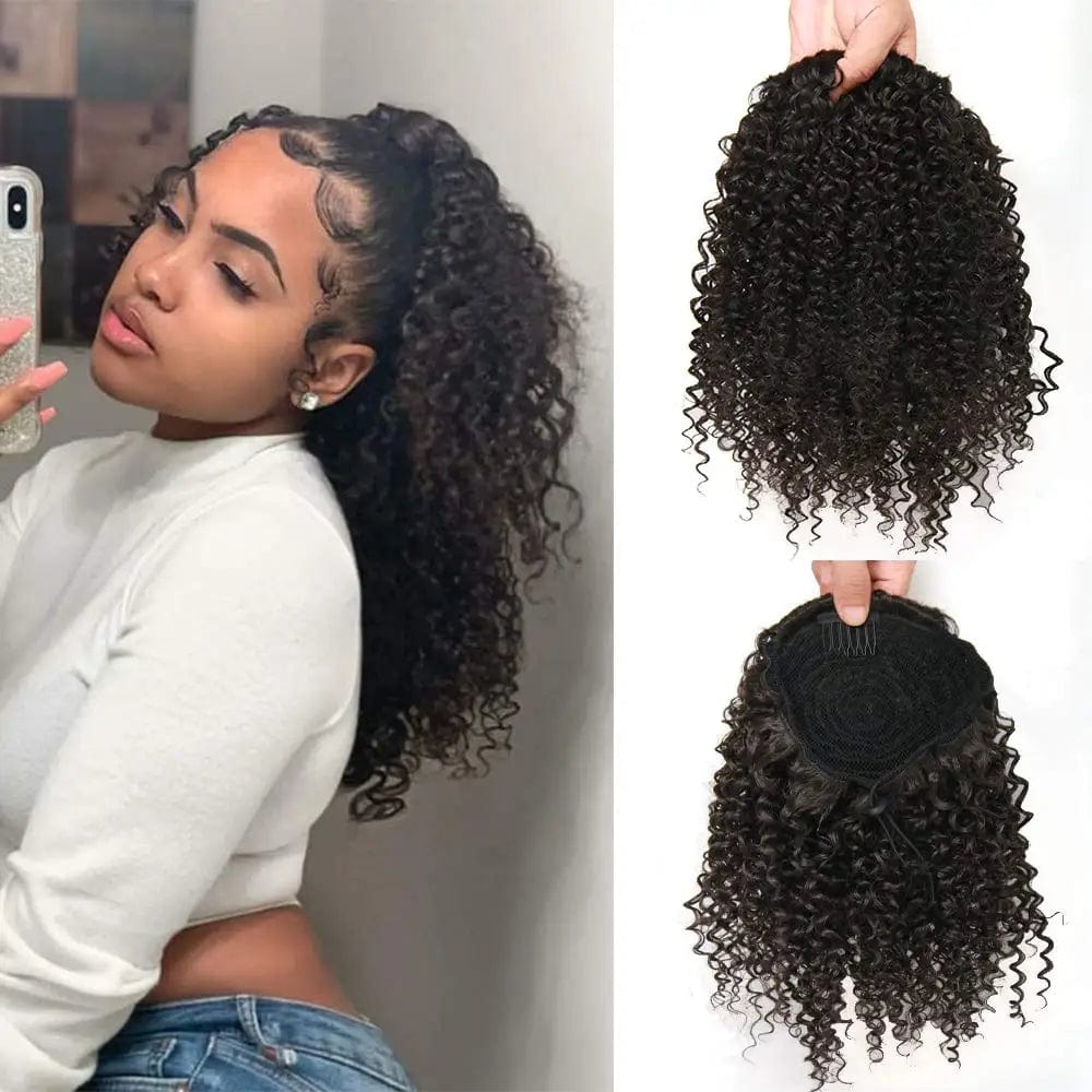 SHOWLU FASHION STORE Ponytail-2 / 20inches Synthetic Short Afro Kinky Curly Ponytail Hair Piece for African American Ponytail Extension Afro Kinky Curly Ponytail for Women