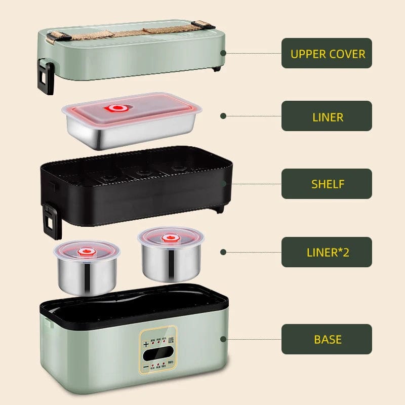  Showlu Fashion Store Portable Electric Heating Bento Lunch Box Meals Office School Restaurant Thermal Fresh Boxes Dinnerware Food Storage Container