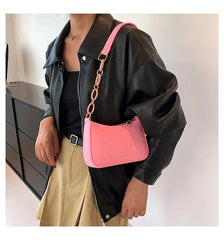 SHOWLU FASHION STORE Portable Handbag Contrasting Color Underarm Bag Stylish Underarm Bags Casual And Fashionable Large Capacity women Bags wholesale