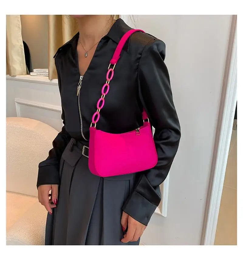 SHOWLU FASHION STORE Portable Handbag Contrasting Color Underarm Bag Stylish Underarm Bags Casual And Fashionable Large Capacity women Bags wholesale