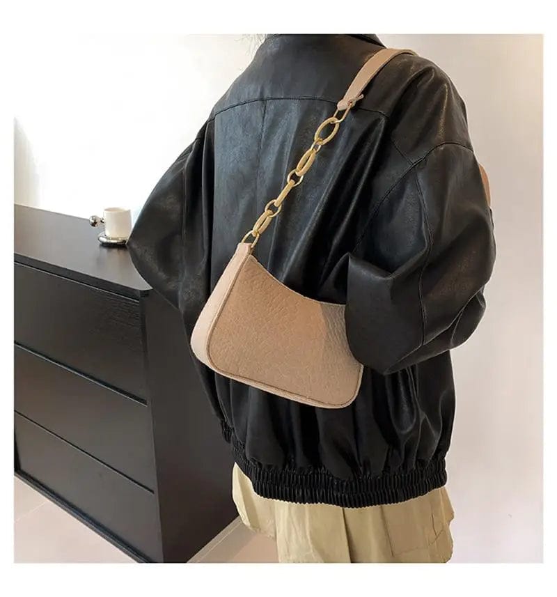 SHOWLU FASHION STORE Portable Handbag Contrasting Color Underarm Bag Stylish Underarm Bags Casual And Fashionable Large Capacity women Bags wholesale