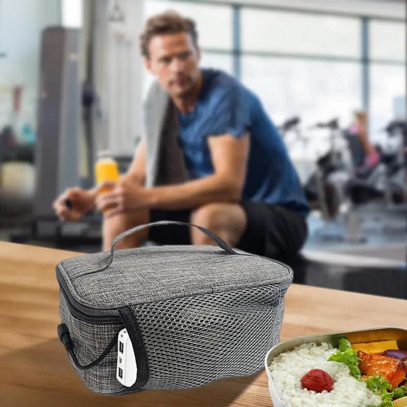 Showlu Portable USB Electric Food Warmer Bag with waterproof Oxford fabric, compact mini oven ideal for camping and travel.