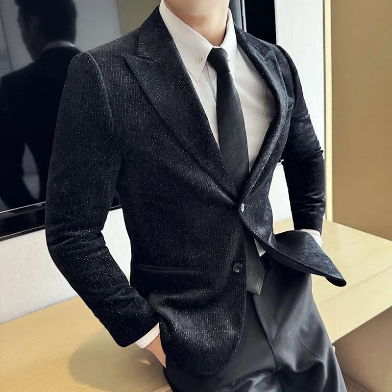 SHOWLU FASHION STORE Premium Sense Canary Suit Jacket Men Shiny Striped Fashion Handsome All Fashion Suits Thick Floral Trend  Men Blazer Slim Fit