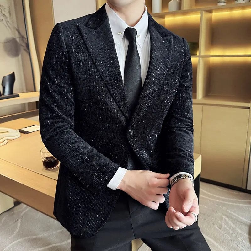 SHOWLU FASHION STORE Premium Sense Canary Suit Jacket Men Shiny Striped Fashion Handsome All Fashion Suits Thick Floral Trend  Men Blazer Slim Fit