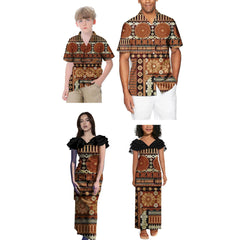 SHOWLU FASHION STORE Print On Demand Custom Fiji Polynesian Tribal Matching Family Outfits Samoan Puletasi Dress Toddler Girls Dresses Kids Clothes