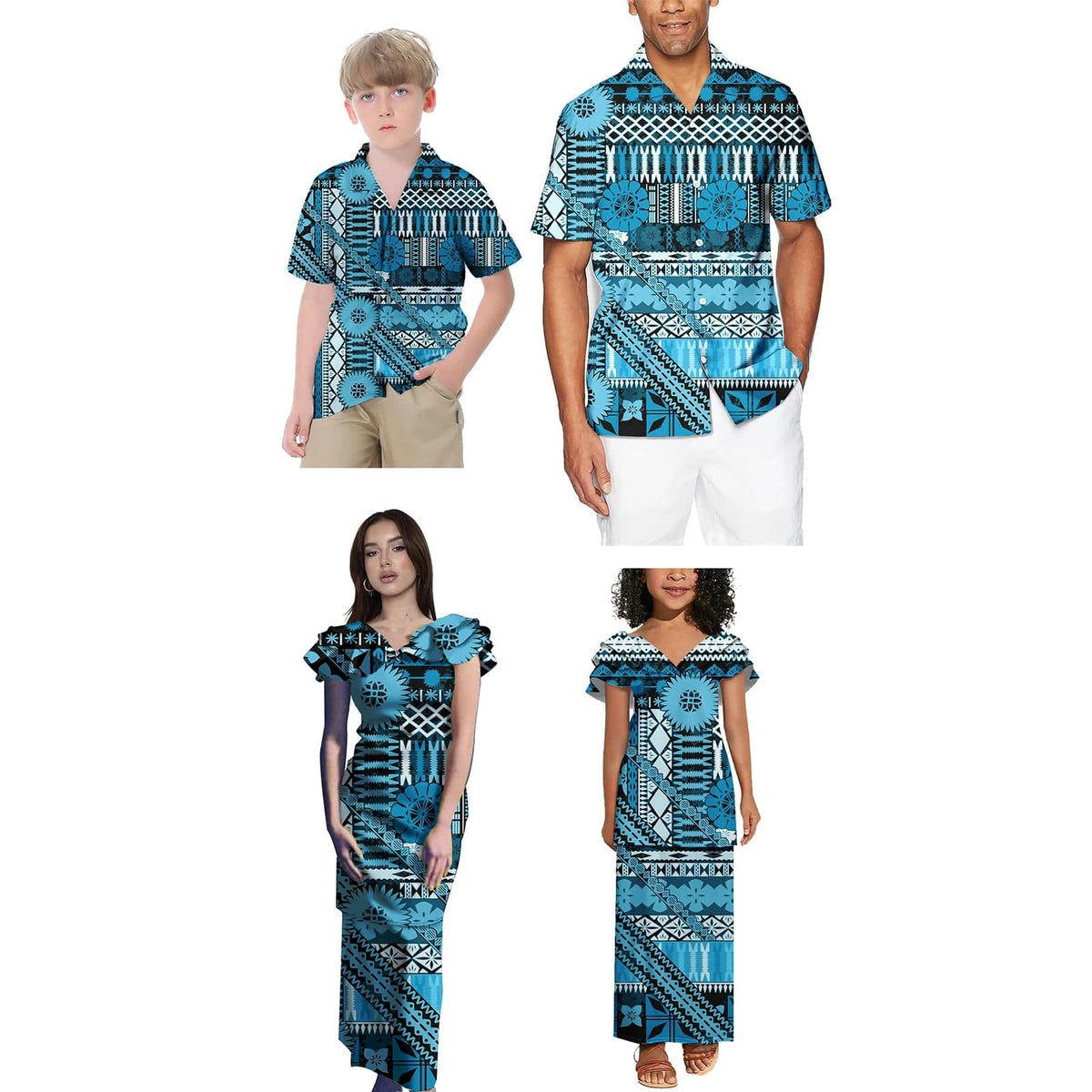 SHOWLU FASHION STORE Print On Demand Custom Fiji Polynesian Tribal Matching Family Outfits Samoan Puletasi Dress Toddler Girls Dresses Kids Clothes