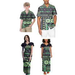 SHOWLU FASHION STORE Print On Demand Custom Fiji Polynesian Tribal Matching Family Outfits Samoan Puletasi Dress Toddler Girls Dresses Kids Clothes