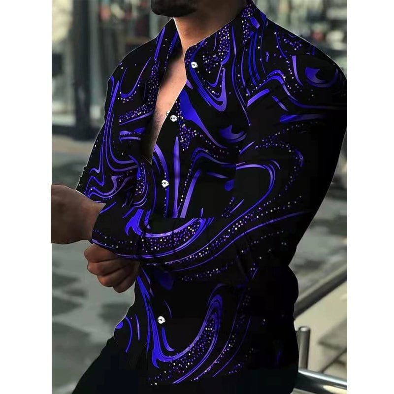 SHOWLU FASHION STORE Printed Long Sleeve Slim Fit Men's Shirt Print Long Sleeves Slim Fit Men's Shirt