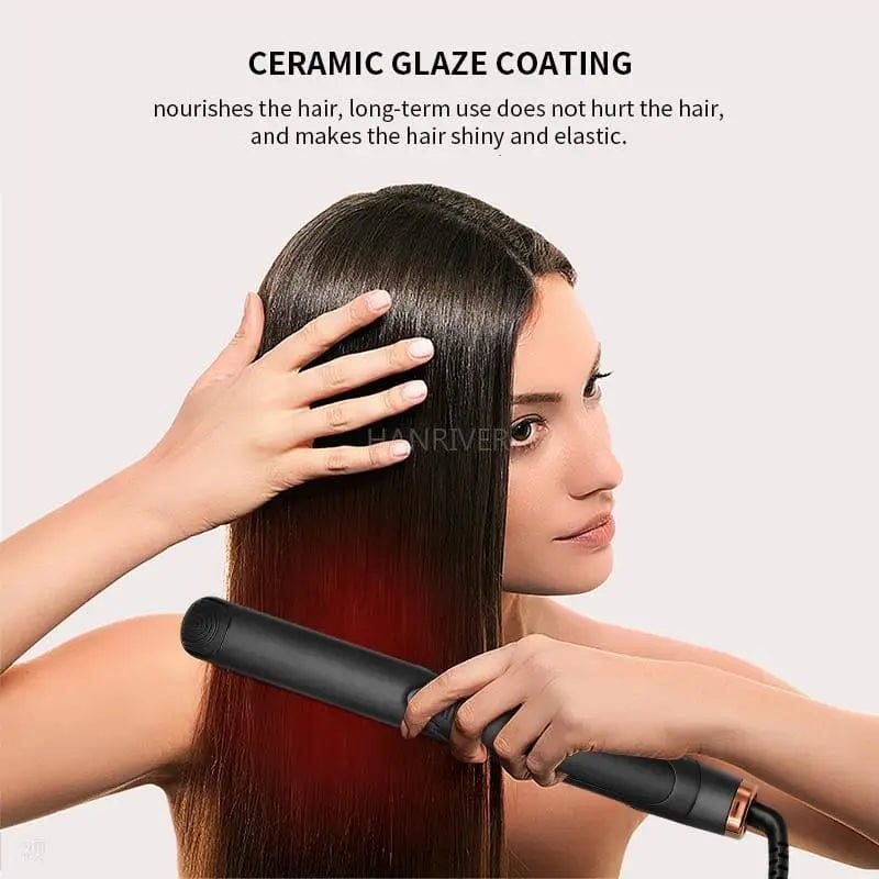  Showlu Fashion Store Professional Hair Straightener Curler Titanium Ceramic Heating Plate Flat Iron Hair Styling Curling Iron hair Straighting