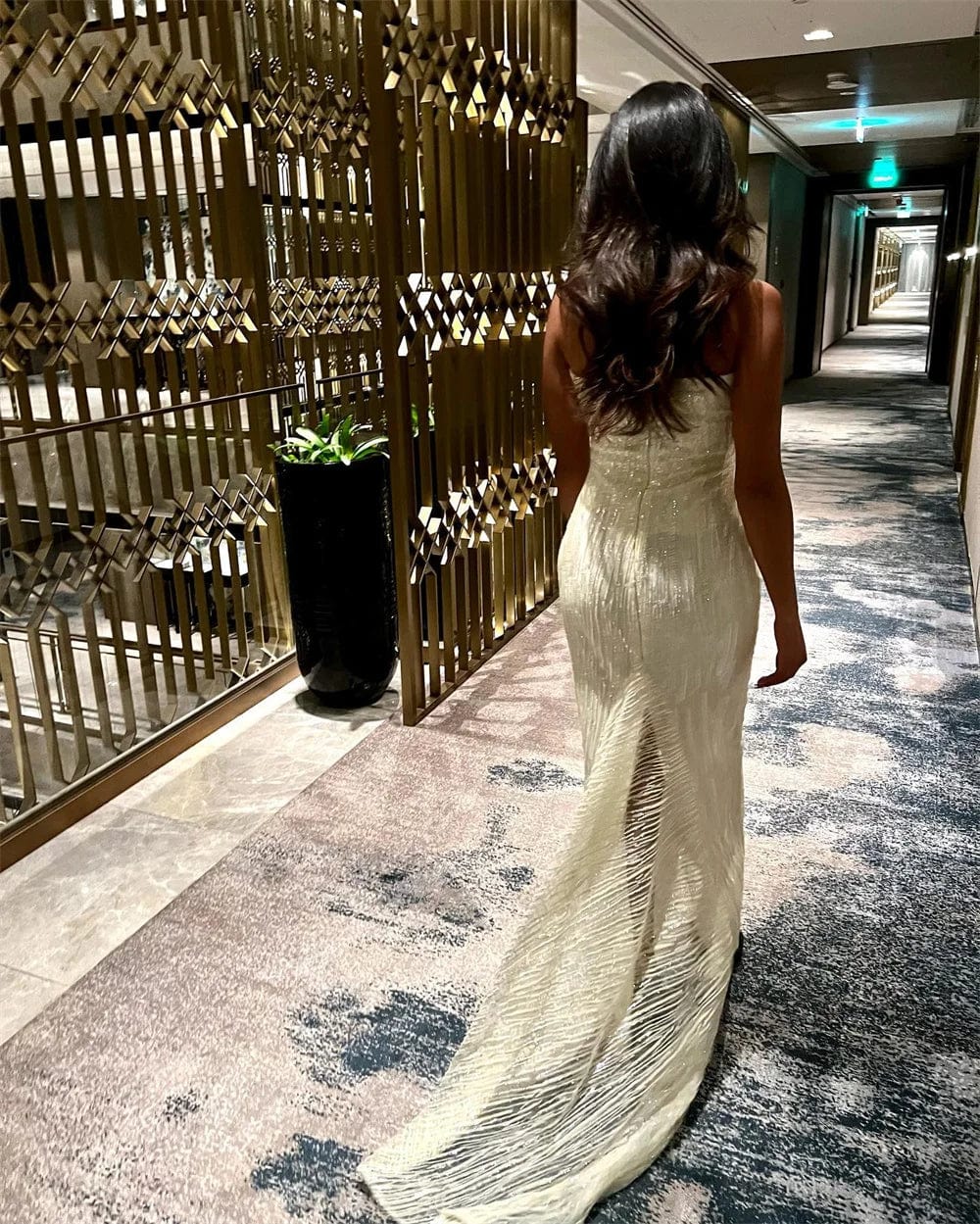  Showlu Fashion Store Prom Dress  فساتين كوكتيل Strapless Neck Sequin Formal Occasion 2023 Women New Style Evening Gown Arabic فساتين نسائيه سهره