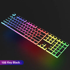  Showlu Fashion Store pudding black 108 Game Translucent OEM Keycap for Mechanical Keyboards Diy Keycap Pink Double Shot PBT Black Full 104/108 Key Set Pudding Keycaps